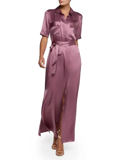 L'AGENCE Women's Klement Satin Maxi Shirtdress - Dusky Orchid | Thumbnail 3 L'AGENCE Women's Klement Satin Maxi Shirtdress - Dusky Orchid | Thumbnail 3
