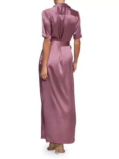 L'AGENCE Women's Klement Satin Maxi Shirtdress - Dusky Orchid | Thumbnail 5 L'AGENCE Women's Klement Satin Maxi Shirtdress - Dusky Orchid | Thumbnail 5