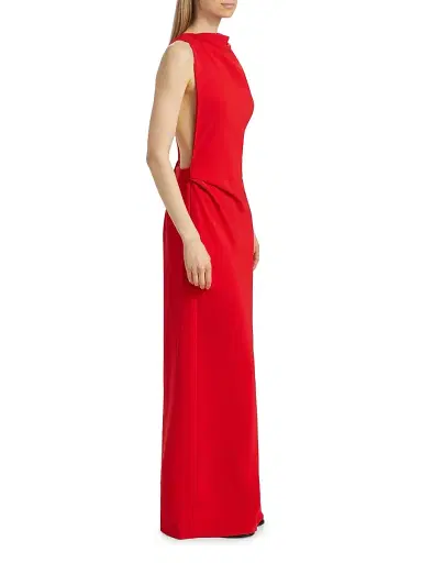 Proenza Schouler Women's Crepe Twist-Back Gown - Red - Size 12 | Thumbnail 4 Proenza Schouler Women's Crepe Twist-Back Gown - Red - Size 12 | Thumbnail 4
