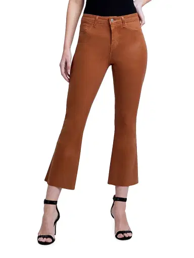 L'AGENCE Women's Kendra High-Rise Crop Flare Pants - Java Coated | Thumbnail 3 L'AGENCE Women's Kendra High-Rise Crop Flare Pants - Java Coated | Thumbnail 3
