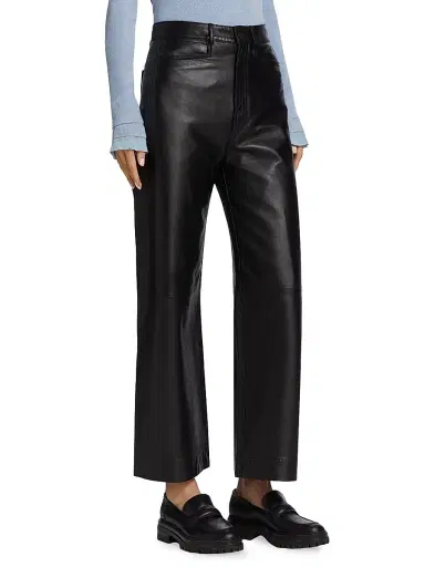 Proenza Schouler White Label Women's Nappa Leather Wide-Leg Culottes - Black | Thumbnail 4 Proenza Schouler White Label Women's Nappa Leather Wide-Leg Culottes - Black | Thumbnail 4