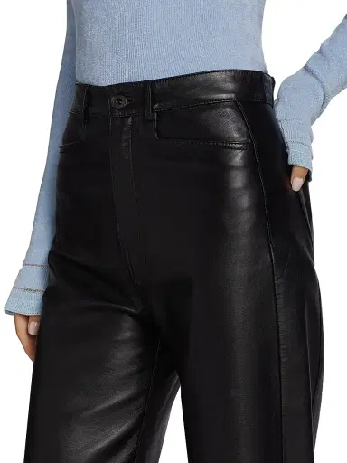 Proenza Schouler White Label Women's Nappa Leather Wide-Leg Culottes - Black | Thumbnail 6 Proenza Schouler White Label Women's Nappa Leather Wide-Leg Culottes - Black | Thumbnail 6