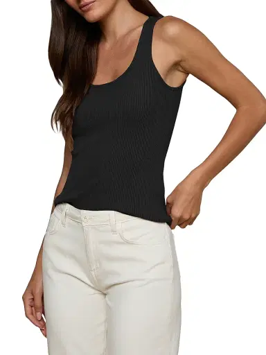 L'AGENCE Women's Adira Rib-Knit Tank - Black | Thumbnail 3 L'AGENCE Women's Adira Rib-Knit Tank - Black | Thumbnail 3