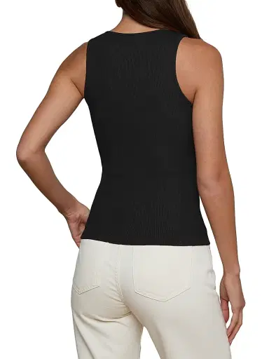 L'AGENCE Women's Adira Rib-Knit Tank - Black | Thumbnail 4 L'AGENCE Women's Adira Rib-Knit Tank - Black | Thumbnail 4
