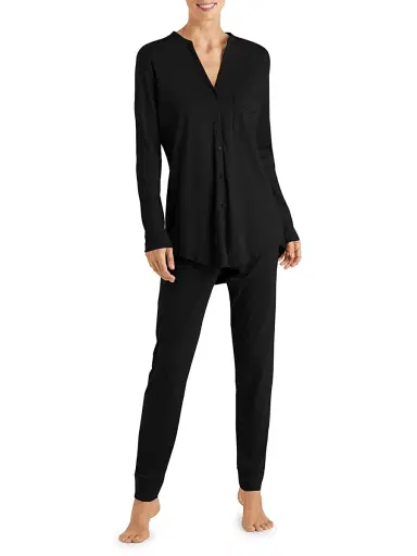 Hanro Women's Pure Essence Cotton Pajamas - Black - Size Medium | Thumbnail 2 Hanro Women's Pure Essence Cotton Pajamas - Black - Size Medium | Thumbnail 2