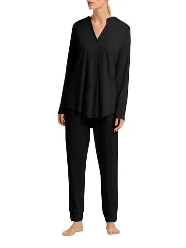 Hanro Women's Pure Essence Cotton Pajamas - Black - Size Medium | Thumbnail 3 Hanro Women's Pure Essence Cotton Pajamas - Black - Size Medium | Thumbnail 3