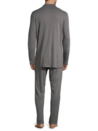 Hanro Men's Basic Piped 2-Piece Long Pajama Set - Deep Navy | Thumbnail 5 Hanro Men's Basic Piped 2-Piece Long Pajama Set - Deep Navy | Thumbnail 5