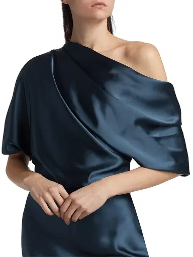Amsale Women's Draped Satin Pencil Midi-Dress - French Blue | Thumbnail 6 Amsale Women's Draped Satin Pencil Midi-Dress - French Blue | Thumbnail 6