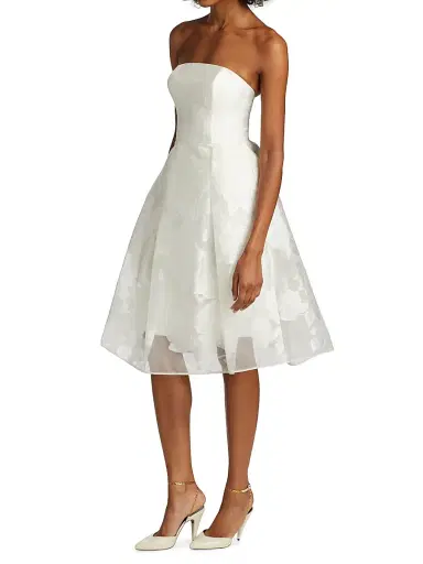 Amsale Women's Rose Fil Coupe Fit-&-Flare Dress - | Thumbnail 3 Amsale Women's Rose Fil Coupe Fit-&-Flare Dress - | Thumbnail 3