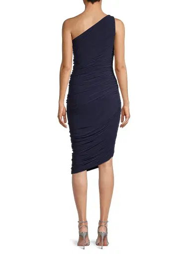 Norma Kamali Women's Diana Ruched One-Shoulder Midi-Dress - True Navy | Thumbnail 5 Norma Kamali Women's Diana Ruched One-Shoulder Midi-Dress - True Navy | Thumbnail 5