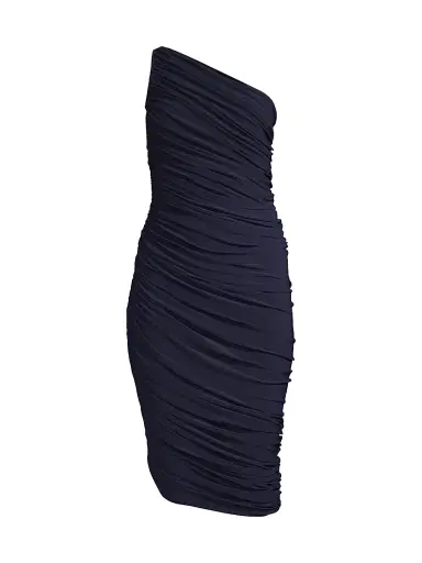 Norma Kamali Women's Diana Ruched One-Shoulder Midi-Dress - True Navy | Thumbnail 1 Norma Kamali Women's Diana Ruched One-Shoulder Midi-Dress - True Navy | Thumbnail 1