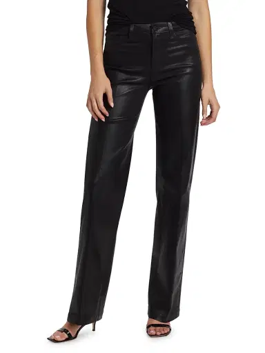 L'AGENCE Women's Clayton Coated High-Rise Straight-Leg Jeans - Noir Coated | Thumbnail 3 L'AGENCE Women's Clayton Coated High-Rise Straight-Leg Jeans - Noir Coated | Thumbnail 3