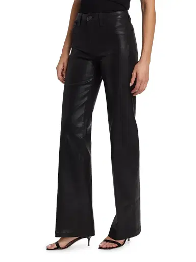 L'AGENCE Women's Clayton Coated High-Rise Straight-Leg Jeans - Noir Coated | Thumbnail 4 L'AGENCE Women's Clayton Coated High-Rise Straight-Leg Jeans - Noir Coated | Thumbnail 4