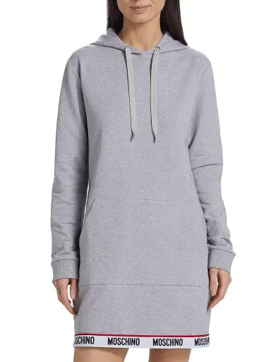 Moschino Women's Hooded Logo-Tape Minidress - Grey | Thumbnail 3 Moschino Women's Hooded Logo-Tape Minidress - Grey | Thumbnail 3