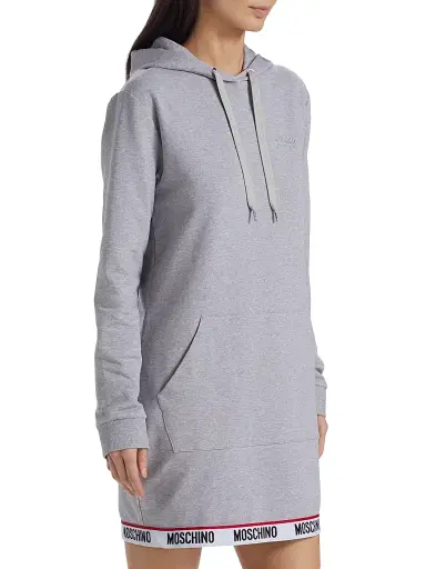 Moschino Women's Hooded Logo-Tape Minidress - Grey | Thumbnail 4 Moschino Women's Hooded Logo-Tape Minidress - Grey | Thumbnail 4