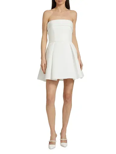 Amsale Women's Box-Pleated Faille Minidress - Silk White - Size 16 | Thumbnail 2 Amsale Women's Box-Pleated Faille Minidress - Silk White - Size 16 | Thumbnail 2