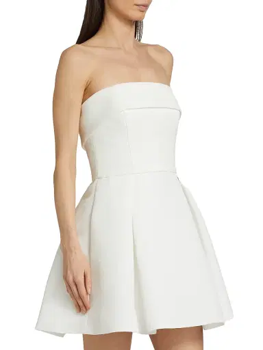 Amsale Women's Box-Pleated Faille Minidress - Silk White - Size 16 | Thumbnail 4 Amsale Women's Box-Pleated Faille Minidress - Silk White - Size 16 | Thumbnail 4