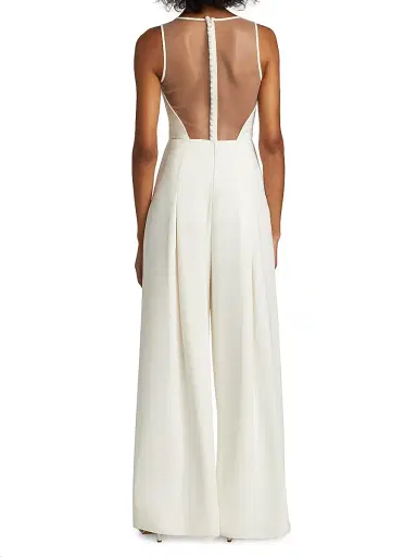 Amsale Women's Crepe Wide-Leg Jumpsuit - Ivory - Size 8 | Thumbnail 5 Amsale Women's Crepe Wide-Leg Jumpsuit - Ivory - Size 8 | Thumbnail 5