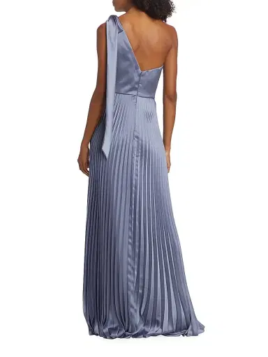 Amsale Women's Satin One-Shoulder Pleated Gown - Slate | Thumbnail 5 Amsale Women's Satin One-Shoulder Pleated Gown - Slate | Thumbnail 5