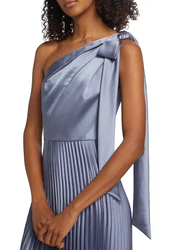 Amsale Women's Satin One-Shoulder Pleated Gown - Slate | Thumbnail 6 Amsale Women's Satin One-Shoulder Pleated Gown - Slate | Thumbnail 6