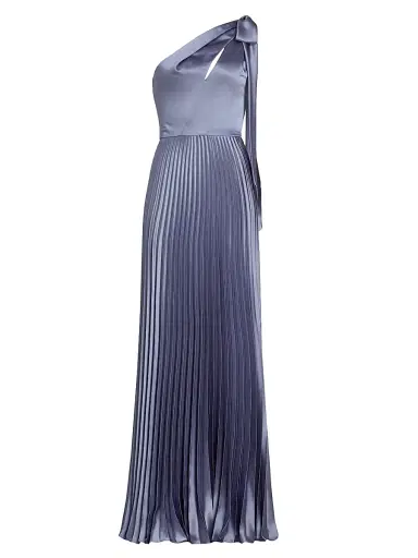Amsale Women's Satin One-Shoulder Pleated Gown - Slate | Thumbnail 1 Amsale Women's Satin One-Shoulder Pleated Gown - Slate | Thumbnail 1