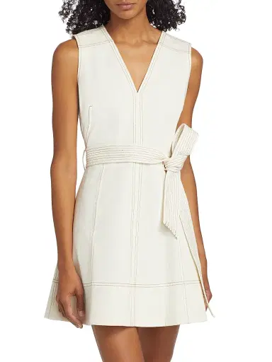 Tanya Taylor Women's Reina Cotton Belted Minidress - Chalk | Thumbnail 3 Tanya Taylor Women's Reina Cotton Belted Minidress - Chalk | Thumbnail 3