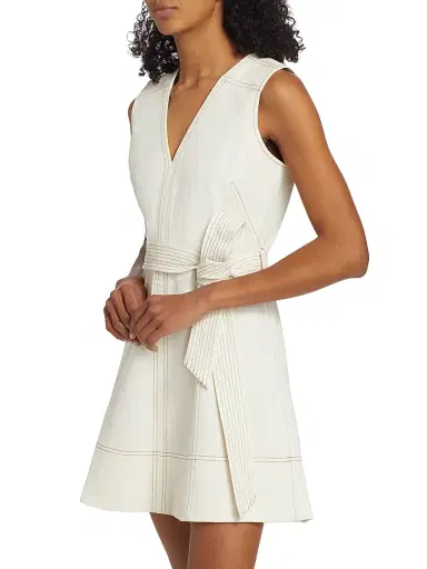 Tanya Taylor Women's Reina Cotton Belted Minidress - Chalk | Thumbnail 4 Tanya Taylor Women's Reina Cotton Belted Minidress - Chalk | Thumbnail 4