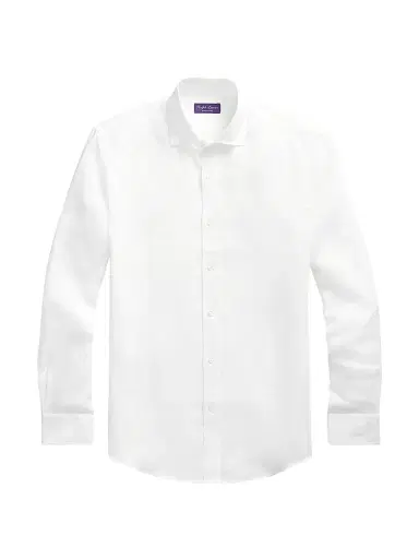Ralph Lauren Purple Label Men's Classic Linen Sport Shirt - Optic White | Thumbnail 1 Ralph Lauren Purple Label Men's Classic Linen Sport Shirt - Optic White | Thumbnail 1