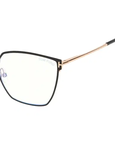 TOM FORD Women's 56MM Angular Metal Blue Block Glasses - Black | Thumbnail 3 TOM FORD Women's 56MM Angular Metal Blue Block Glasses - Black | Thumbnail 3