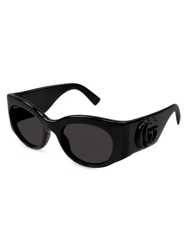 Gucci Women's Marmont Monocolor 53MM Round Sunglasses - Black Dark Grey | Thumbnail 1 Gucci Women's Marmont Monocolor 53MM Round Sunglasses - Black Dark Grey | Thumbnail 1