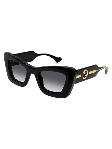 Gucci Women's La Piscine 49MM Cat-Eye Sunglasses - Black Grey Gradient | Thumbnail 1 Gucci Women's La Piscine 49MM Cat-Eye Sunglasses - Black Grey Gradient | Thumbnail 1