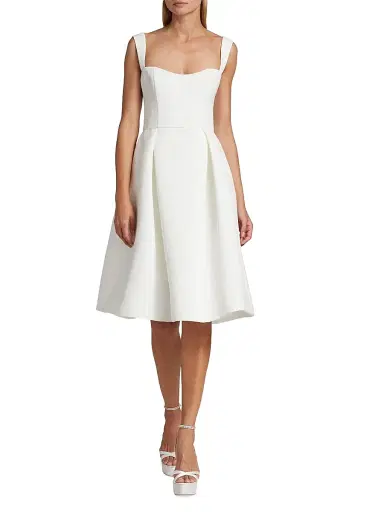 Amsale Women's Faille Knee-Length Bridal Dress - Silk White - Size 16 | Thumbnail 2 Amsale Women's Faille Knee-Length Bridal Dress - Silk White - Size 16 | Thumbnail 2