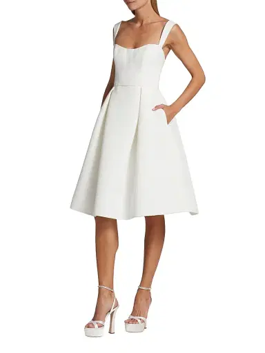 Amsale Women's Faille Knee-Length Bridal Dress - Silk White - Size 16 | Thumbnail 4 Amsale Women's Faille Knee-Length Bridal Dress - Silk White - Size 16 | Thumbnail 4