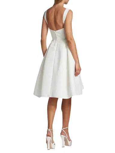 Amsale Women's Faille Knee-Length Bridal Dress - Silk White - Size 16 | Thumbnail 5 Amsale Women's Faille Knee-Length Bridal Dress - Silk White - Size 16 | Thumbnail 5