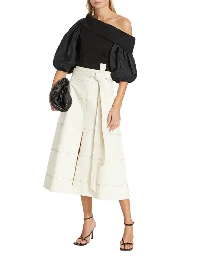 Tanya Taylor Women's Hudson Belted Midi Skirt - Chalk | Thumbnail 2 Tanya Taylor Women's Hudson Belted Midi Skirt - Chalk | Thumbnail 2