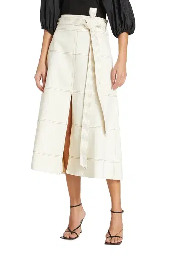 Tanya Taylor Women's Hudson Belted Midi Skirt - Chalk | Thumbnail 3 Tanya Taylor Women's Hudson Belted Midi Skirt - Chalk | Thumbnail 3