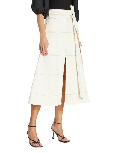 Tanya Taylor Women's Hudson Belted Midi Skirt - Chalk | Thumbnail 4 Tanya Taylor Women's Hudson Belted Midi Skirt - Chalk | Thumbnail 4