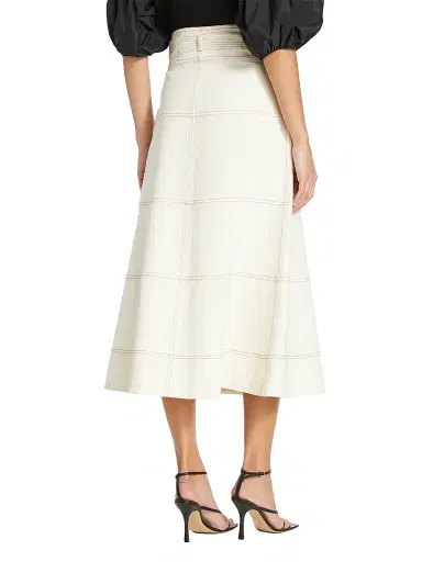 Tanya Taylor Women's Hudson Belted Midi Skirt - Chalk | Thumbnail 5 Tanya Taylor Women's Hudson Belted Midi Skirt - Chalk | Thumbnail 5