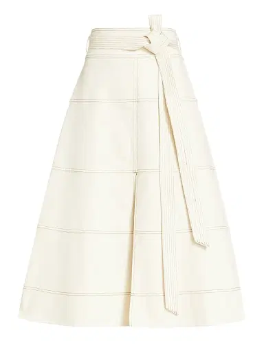 Tanya Taylor Women's Hudson Belted Midi Skirt - Chalk | Thumbnail 1 Tanya Taylor Women's Hudson Belted Midi Skirt - Chalk | Thumbnail 1