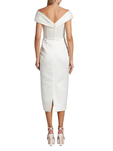 Amsale Women's Mikado Satin & Taffeta Off-The-Shoulder Bridal Dress - Silk White - Size 16 | Thumbnail 5 Amsale Women's Mikado Satin & Taffeta Off-The-Shoulder Bridal Dress - Silk White - Size 16 | Thumbnail 5