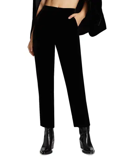 L'AGENCE Women's Rebel Tapered Velvet Trousers - Black | Thumbnail 3 L'AGENCE Women's Rebel Tapered Velvet Trousers - Black | Thumbnail 3