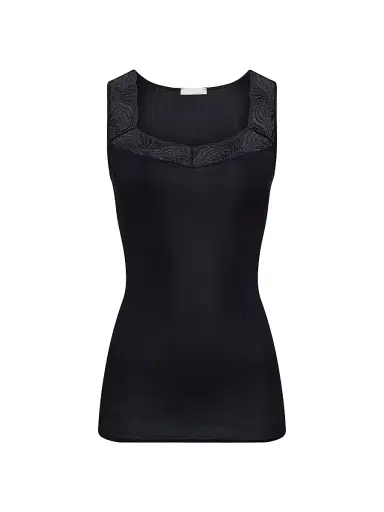 Hanro Women's Cotton Delight Lace-Trim Tank - Black - Size Small | Thumbnail 1 Hanro Women's Cotton Delight Lace-Trim Tank - Black - Size Small | Thumbnail 1