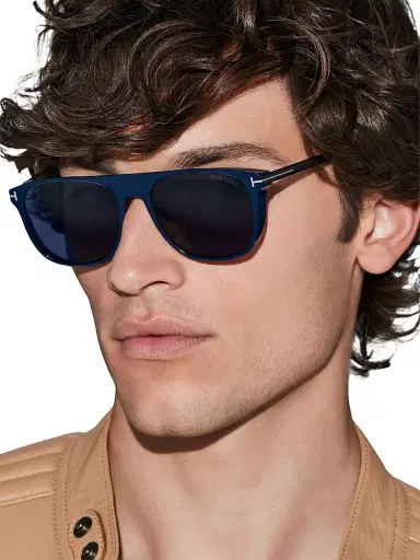 Tom Ford Men's 55MM Square Sunglasses - Shiny Navy Blue | Thumbnail 2 Tom Ford Men's 55MM Square Sunglasses - Shiny Navy Blue | Thumbnail 2