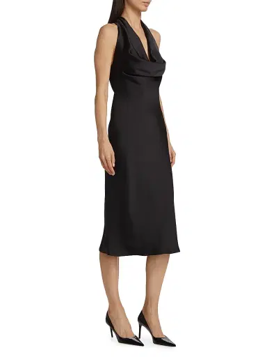 Norma Kamali Women's Satin Cowlneck Midi-Dress - Black | Thumbnail 3 Norma Kamali Women's Satin Cowlneck Midi-Dress - Black | Thumbnail 3