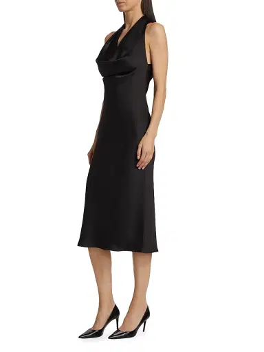 Norma Kamali Women's Satin Cowlneck Midi-Dress - Black | Thumbnail 4 Norma Kamali Women's Satin Cowlneck Midi-Dress - Black | Thumbnail 4