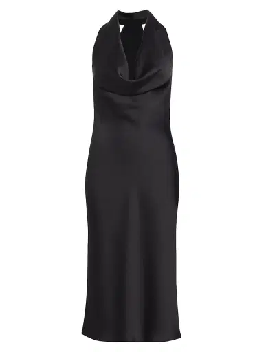 Norma Kamali Women's Satin Cowlneck Midi-Dress - Black | Thumbnail 1 Norma Kamali Women's Satin Cowlneck Midi-Dress - Black | Thumbnail 1