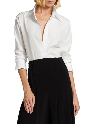 Norma Kamali Women's Long-Sleeve Shirt - Snow White | Thumbnail 3 Norma Kamali Women's Long-Sleeve Shirt - Snow White | Thumbnail 3