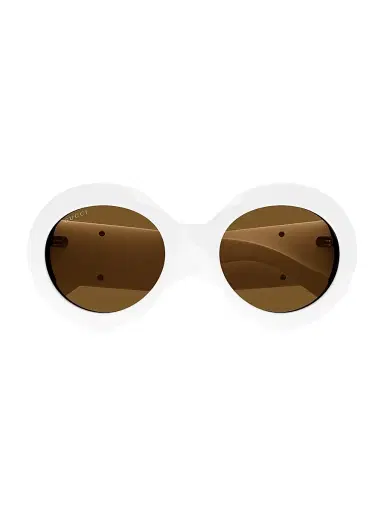 Gucci Women's Fashion Show 54MM Round Sunglasses - White Brown | Thumbnail 1 Gucci Women's Fashion Show 54MM Round Sunglasses - White Brown | Thumbnail 1