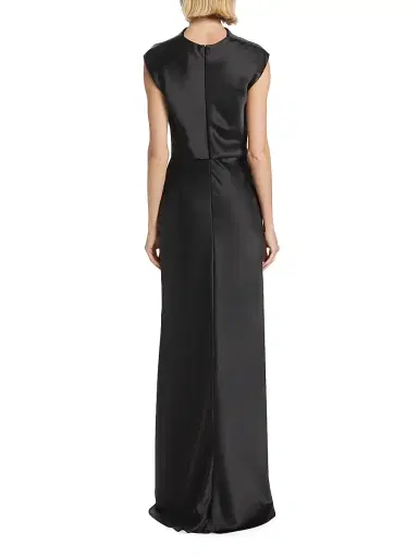 Amsale Women's Satin High Cowlneck A-Line Gown - Black | Thumbnail 5 Amsale Women's Satin High Cowlneck A-Line Gown - Black | Thumbnail 5