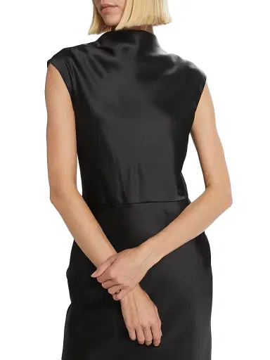 Amsale Women's Satin High Cowlneck A-Line Gown - Black | Thumbnail 6 Amsale Women's Satin High Cowlneck A-Line Gown - Black | Thumbnail 6